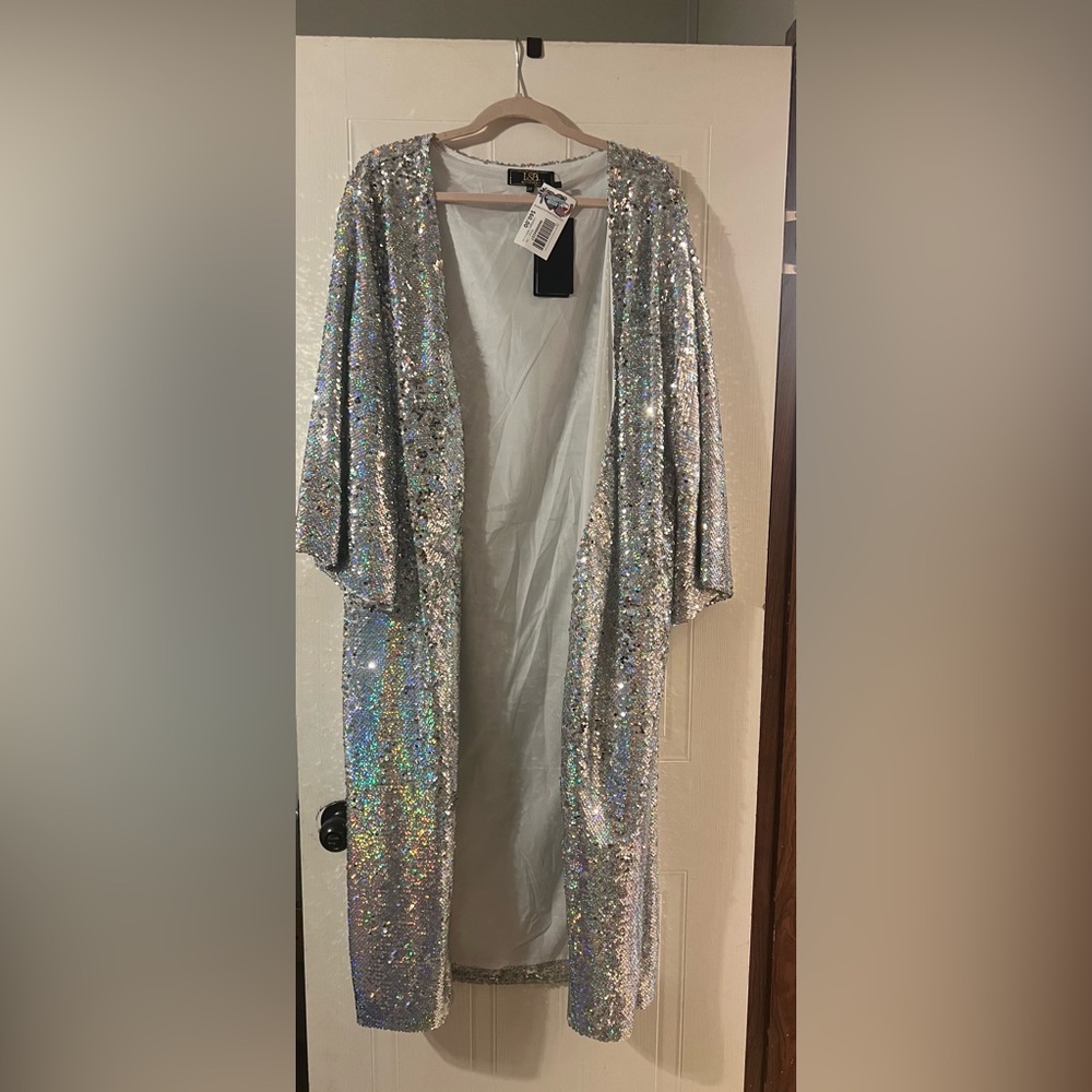 Silver sequin duster